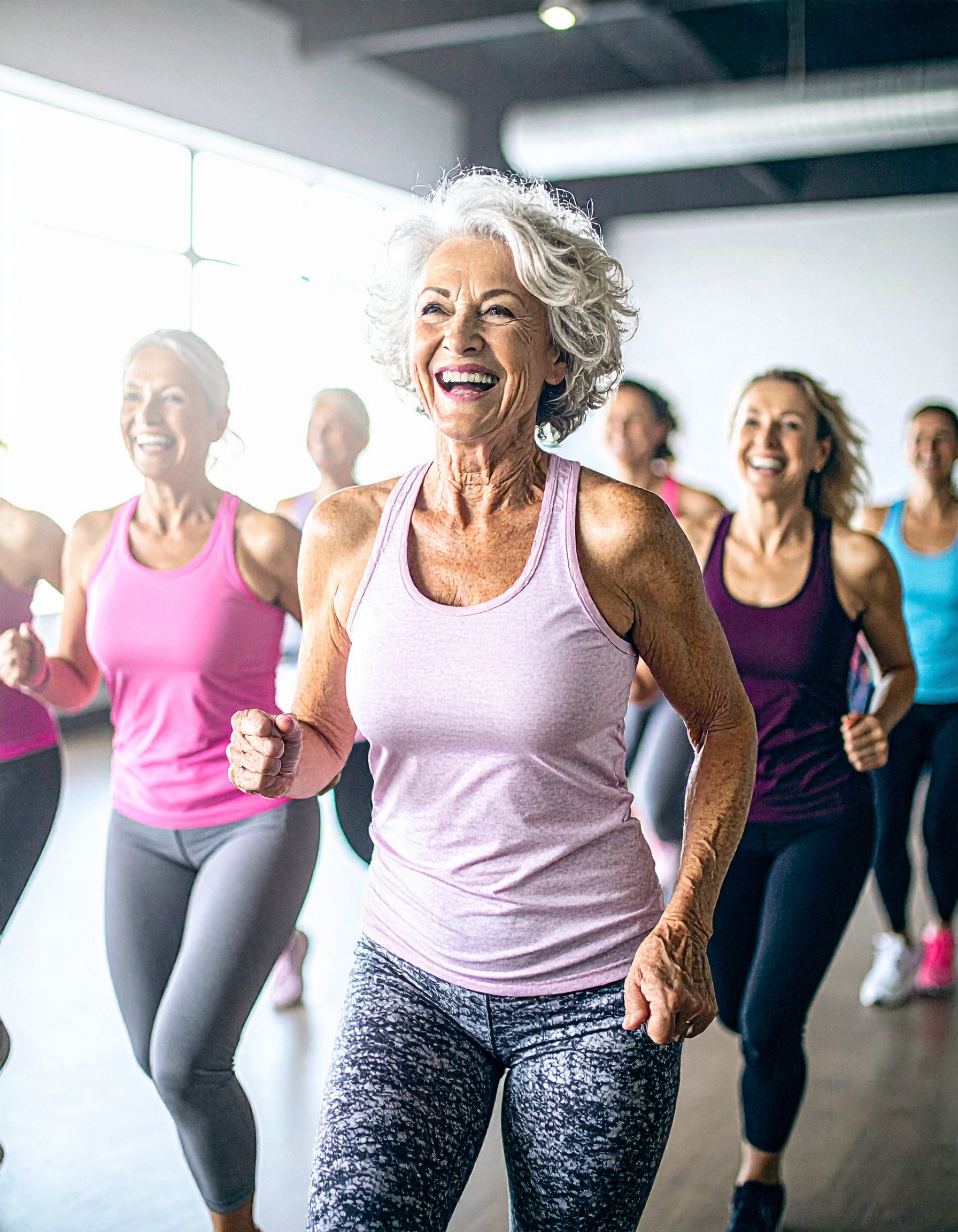 Firefly_Zumba party dans une salle de sport, avec un groupe de femmes francaises de tous ages 753645